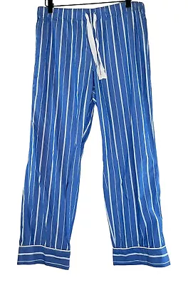 J Crew Pajama Pants Womens Medium Blue Striped Pull On Lounge Straight Leg • $19.99