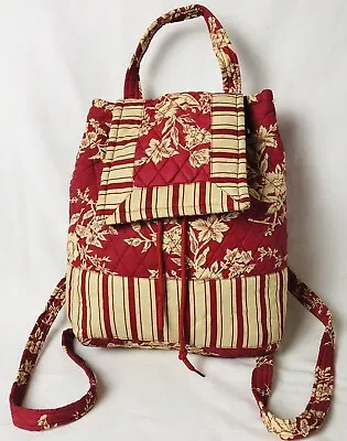 Handmade Women’s Quilted Cotton Backpack Red White Floral Padded Medium Vintage • $16