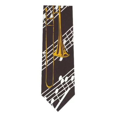 $17.37 • Buy Gold Trombone Polyester Novelty Tie Student Teacher Musician Gift