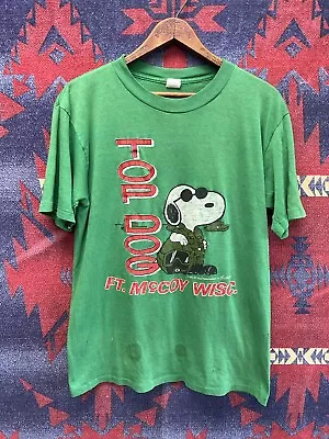 Vintage Snoopy Military Fort McCoy Shirt Top Dog Single Stitch Artex M 70s • $49.99