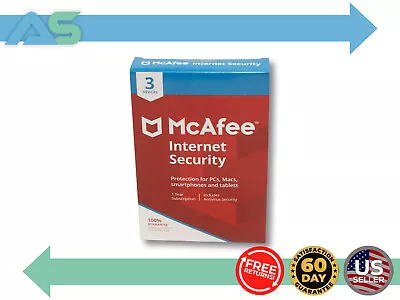 McAfee Internet Security Antivirus Security 3 Devices 1 Year PC Mac Android IOS • $16