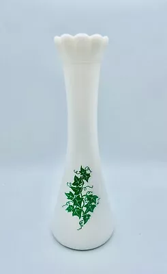 Hazel Atlas Green Ivy Milk Glass Bud Vase 9” • $12.99