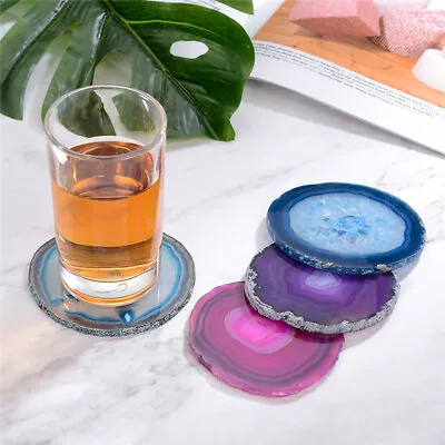 Natural Agate Coasters Sliced Agate Barware Wine Coasters Housewarming Gift • $12.90