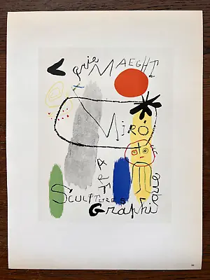 1959 Joan Miro Poster  Lithograph  Art Graphique Paris  Original Mourlot Print • $79