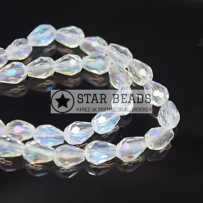 £3.10 • Buy Faceted Teardrop Crystal Glass Beads Clear Ab - 5x7 8x11 10x15 12x18mm
