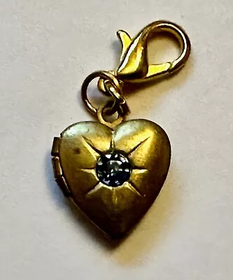 Vintage Brass Heart Locket  Clip On Charm For Bracelet Key Chain Zipper Pull • $3.95