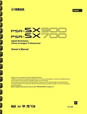 Yamaha PSR-SX900 PSR-SX700 Digital Workstation Keyboard OWNER'S MANUAL • $33.88