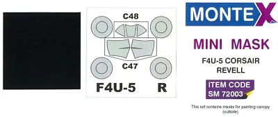 Montex 1/72 VOUGHT F4U-5 CORSAIR CANOPY & WHEELS PAINT MASK Revell • $3.99