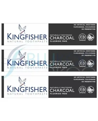 Kingfisher Charcoal Naturally Whitening Natural Toothpaste - 100ml (Pack Of 3) • £12.49