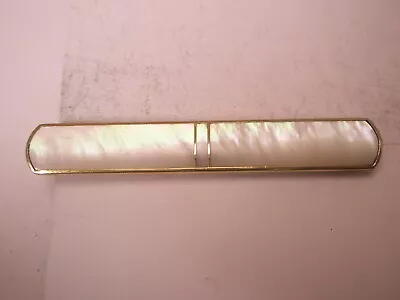 2-1/16  White Mother Of Pearl Inlaid Design Vintage Tie Bar Clip • $27.49