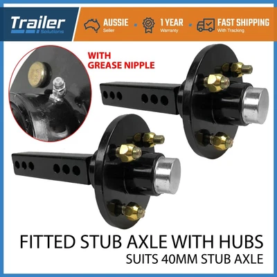 $151 • Buy 2X Trailer 4 Stud Hubs Fitted 40mm Square Stub Axles. 750KG