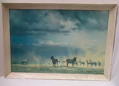 Iconic 1960s VINTAGE RETRO FRAMED BOOT'S Print PICTURE - Storm Over Amboseli • £44.99