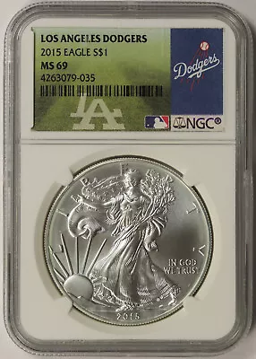 2015 MLB Series American Silver Eagle $1 MS 69 NGC Los Angeles Dodgers Label • $60