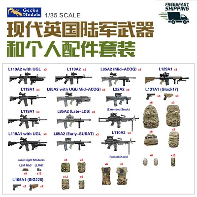 Gecko 1/35 Modern British Army Weapons And Personal Accessories Kit 35GM0026 • $20.89