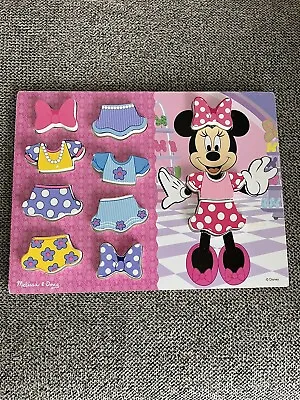 Melissa And Doug Chunky Wood Puzzle Disney Minnie.  Cute Outfits Bow Polka Dots • $6.50
