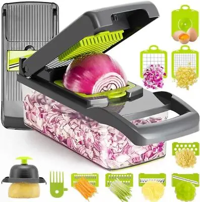 Vegetable Chopper 15-in-1 Kitchen Mandoline Vegetable Cutter Slicer Food Chopper • £11.95