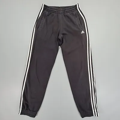 Adidas Mens Joggers Black Small 3 Stripes  Fleece Jogging Pants • $17.42