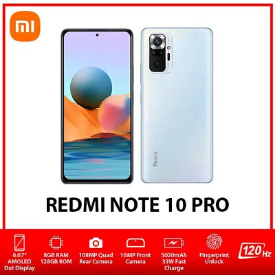 $495 • Buy (Unlocked) Xiaomi Redmi Note 10 Pro Dual SIM Android Mobile Phone - Blue/8+128GB