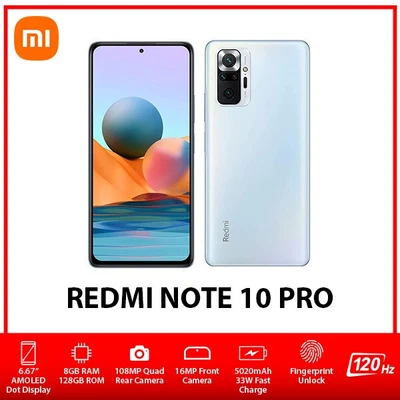 $495 • Buy (Unlocked) Xiaomi Redmi Note 10 Pro Dual SIM Android Mobile Phone - Blue/8+128GB