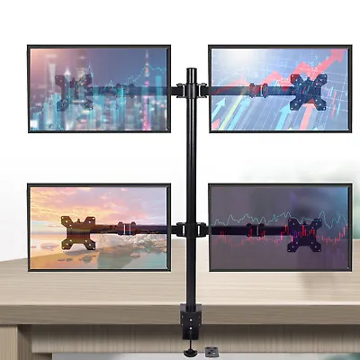 Quad Monitor Desk Mount Adjustable Clamp Stand Heavy Duty 4 Screens Up To 27  • $58