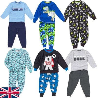 £7.99 • Buy Boys Long Print Pyjamas PJs 1Onesie Onezi Dinosaur Planes Slogan Playsuit Bedlam