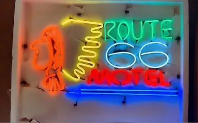 Route 66 Motel Indian Vacancy 20 X16  Neon Light Sign Lamp Real Glass Wall Decor • $130.79