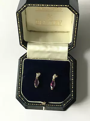 Amethyst Diamond Earrings 9ct Gold Amethyst Diamond Gold Stud Earrings • £175