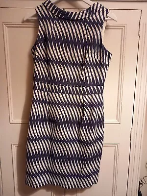 £8 • Buy Boden Sz 12R Cotton Mix Blue & White Dress Shift Knee-length Lined Washable VGC