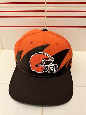 Vintage Cleveland Brown Orange Sharktooth Snapback NFL Cap Hat Mitchell & Ness • $161