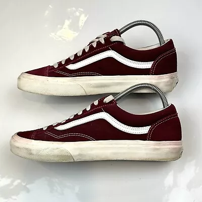 Vans Sneakers Red Canvas  Shoe Men7.5 Women 9 Burgundy Unisex Old Skool • $22