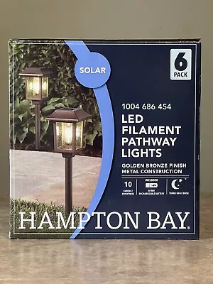 Hampton Bay 6 PACK LED Pathway Lights Solar Golden Bronze METAL & GLASS 454 *NEW • $56.19