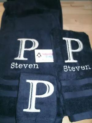 Monogram Engraved Letter  Personalized 3 Piece Bath Towel Set ANY COLOR • $28