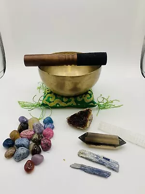 Hand Hammered Tibetan Meditation Yoga Temple Bell Singing Bowl Deep 6” Crystals • $69.99