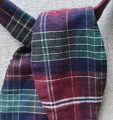 Vintage Harken Ltd. Red Green Plaid Self-Tie Adjustable Bow Tie 2 1/8” • $20