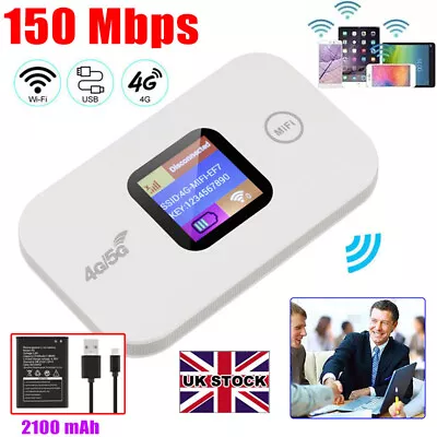 Portable Unlocked LTE 4G Wireless WiFi Router Mobile Broadband LCD MIFI Hotspot • £19.99