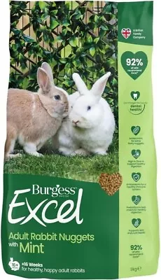 Burgess Excel Rabbit Food Nuggets With Mint For Adult Rabbit Feed 9kg 16+ Weeks • £24.79