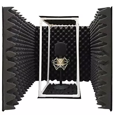 Large Microphone Isolation Shield Foldable Vocal Booth Reflection Black • $72.55