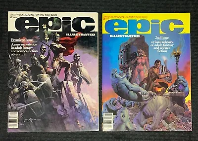 1980 EPIC ILLUSTRATED Magazine #1 FN+ & #2 FVF Frazetta Richard Corben LOT Of 2 • $45.25