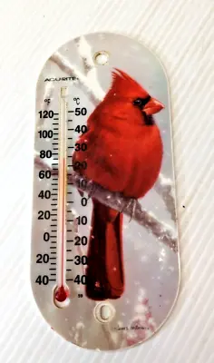 Vintage ACU-RITE Thermometer Cardinal James Hautman Art Plastic 3.5 X8  Working • $12.95