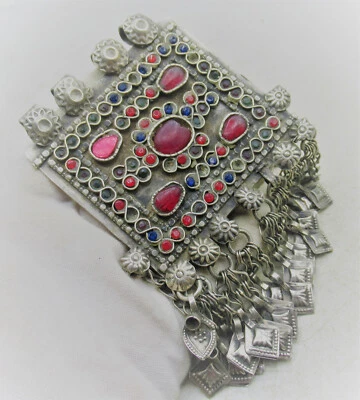A149 Lovely Post Medieval Islamic Ottomans Silvered Pendant With Stones • £0.99