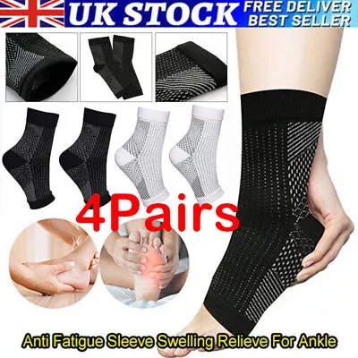 4 Pairs Neuro Socks Compression Neuropathy Plantar Fasciitis Socks Medical Adult • £3.99