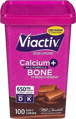 2PK Viactiv Calcium+Bone Strengthening MilkChocolate 100Soft Chews 857141004998 • $42.99