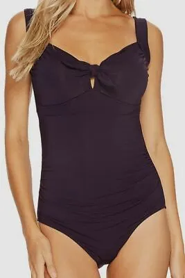 $295 Jets By Jessika Allen Women Blue Stretch Tummy-Control One-Piece Swimsuit 6 • $31.98