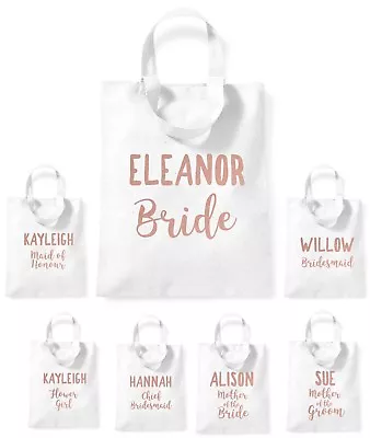 £5.99 • Buy Personalised Bride Gift Tote Bag Rose Gold Mini Short Handle Storage Bridesmaid 