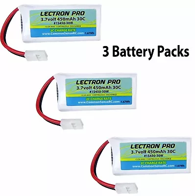 Latest Lectron 30C 450mAh 3.7V  Lipo Battery 3 Packs : Dromida Kodo & Hubsan X4 • $24.95