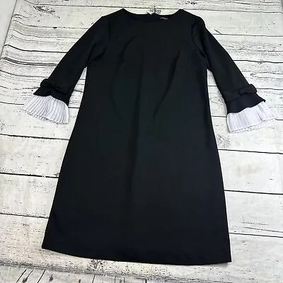 Sharagano Dress 2 Womens Black White Pleat Sleeve Accent Classic Wednesday Adams • $14.30