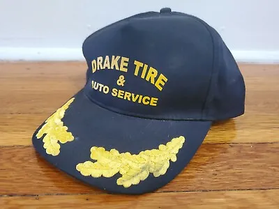 Vintage Drake Tire & Auto Service Captain Feathers Snapback Black Hat Cap • $18.79