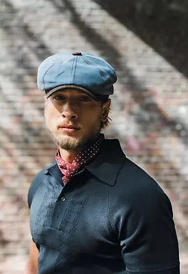 Dasmarca LUCCA Linen Summer Bakerboy Newsboy Cap With Leather Peak • £65