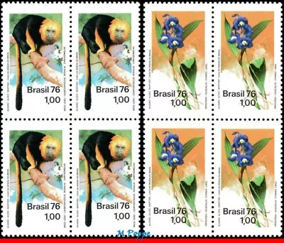 1438-39 Brazil 1976 Nature Protection Orchid Monkey Mi# 1534-35 C-936 Block Mnh • $3.30