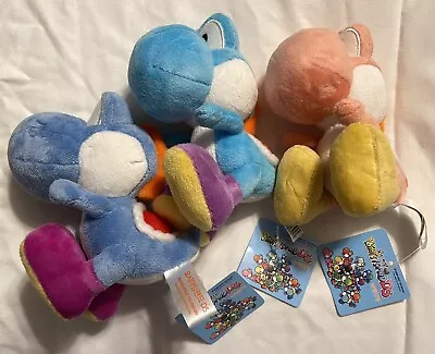 South Korea KPS Sanei Mario Yoshi’s Island DS 5” Pink Blue Yoshi Plush Lot • $40